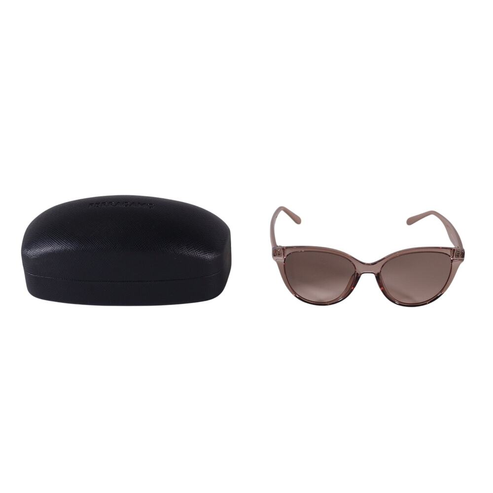 Salvatore Ferragamo Round Cat Eye Sunglasses-Transparent Sand/Sand Gradient-NWT - Picture 10 of 11